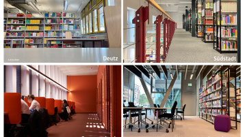 4 Bilder aus unseren Campusbibliotheken (Bild: TH Köln/ Alina Beier Monika Probst)