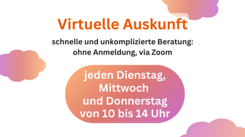 Grafik mit dem Hinweis auf die virtuelle Auskunft (Bild: TH Köln/ Jana Rettke)