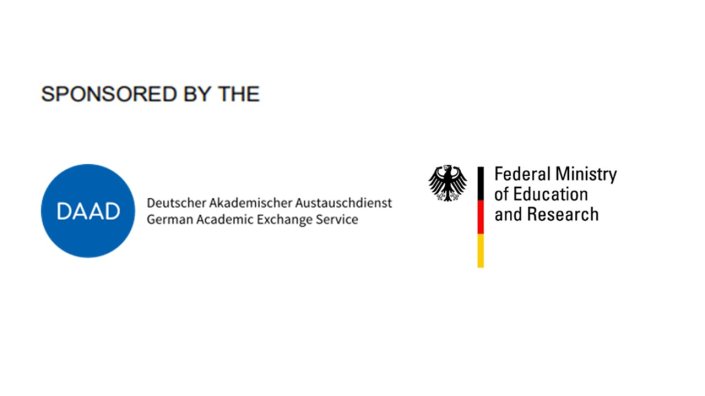 Schriftzug "funded by" und Logos des DAAD und des BMBF